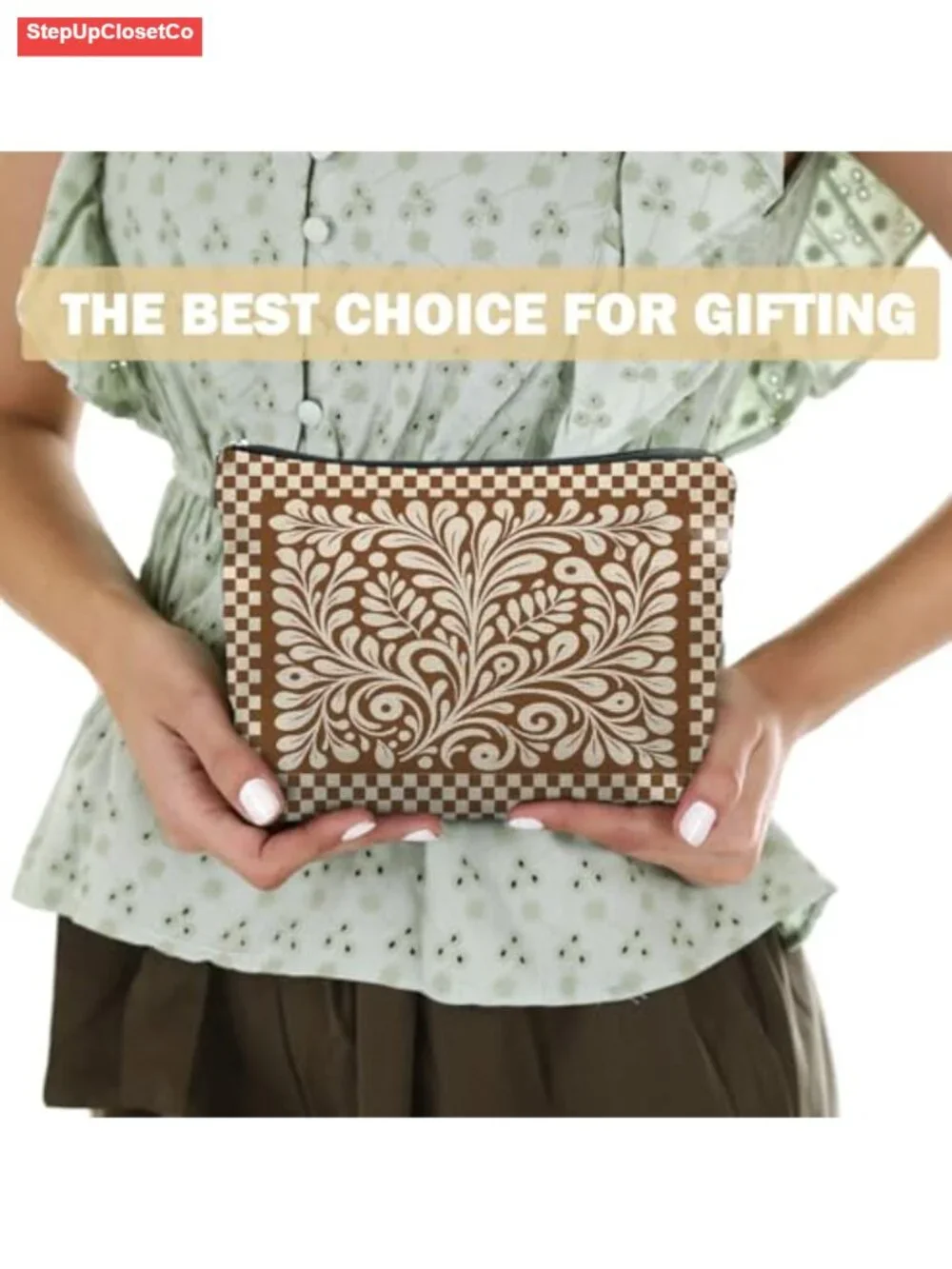 Boho Floral Linen Makeup Bag Vintage Zipper Pouch Cosmetic Case Travel